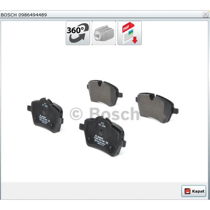 FREN BALATASI ÖN MINI R50/R53 JOHN COOPER 06>/ R55/R56/R57/R58/R59/R60 COOPER S 07>