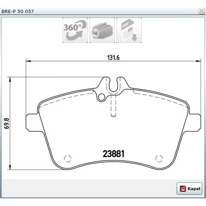 FREN BALATASI ÖN MERCEDES B SERISI (W245) B 180-200 CDI 2005-2011 / MERCEDES A SERISI (W169) A 180-200  2004-2012
