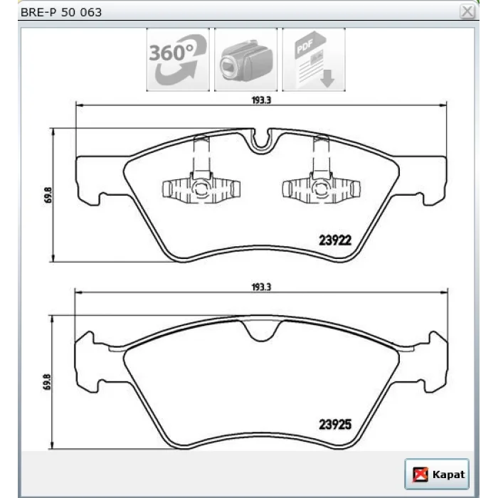 FREN BALATASI ÖN MERCEDES E SERİ S211-W211  (03-09) GL SERİ X164 (06>) W463 (08>) M SERİ W164 (05-11) W166 (11>) R SERİ W251-V251 (06>)