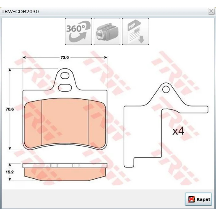 FREN BALATASI ARKA CITROEN C5 I (01-04) C5 II (04-08) C5 III (2008>) STOP by FEDERAL MOGUL