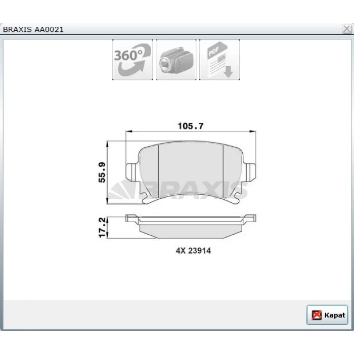 FREN BALATASI ARKA GOLF V(03-09)/ CADDY III-IV(04-15) / JETTA III(05-10) / TIGUAN(08-11) / PASSAT(05-08)/ A3 (04-12)/ LEON(06-13)/OCTAVIA(04-13)