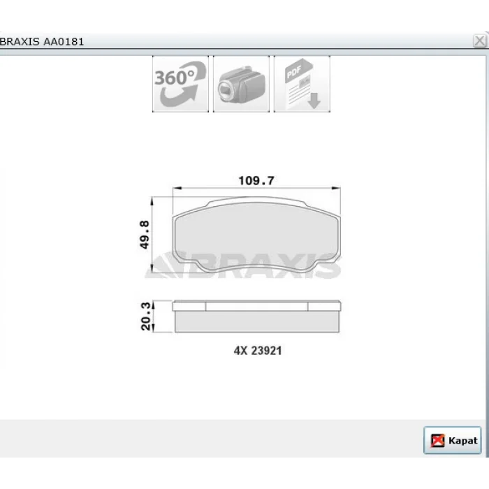 FREN BALATASI  ARKA  DUCATO II-JUMPER II-BOXER II  1800KG  02-06