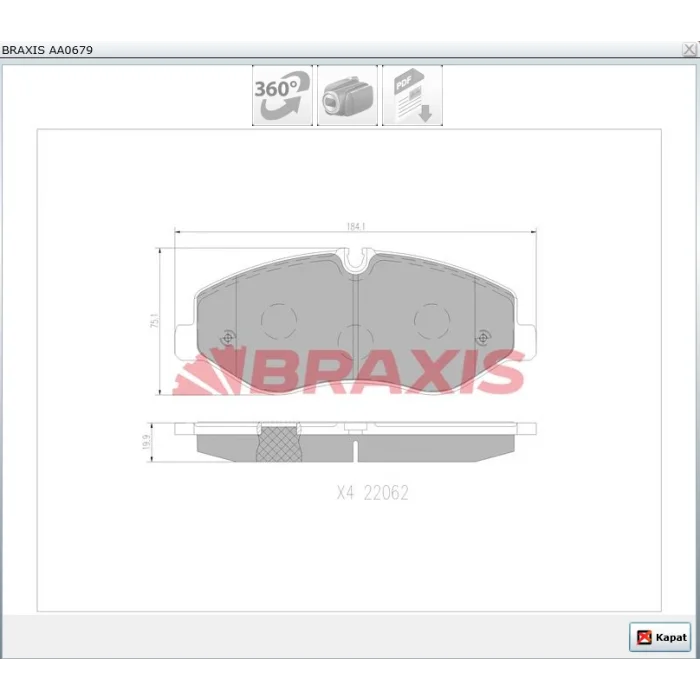 FREN BALATASI ÖN MERCEDES VİTO W447 111-114-116-119CDİ 014> V-CLASS W447  014>