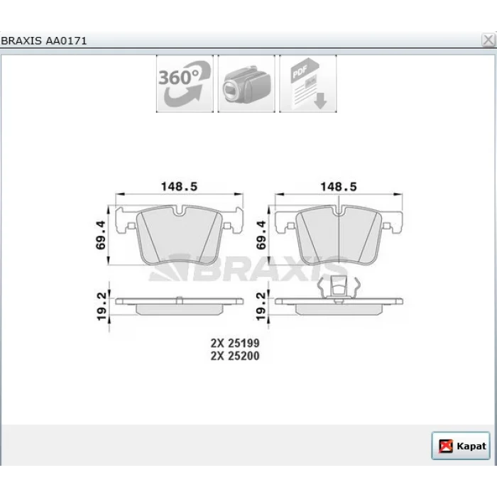 FREN BALATASI ÖN BMW 3 SERISI (F30) 320i xDrive 011> 320 i 011>  320 D 011> 316 i 011> 2 SERISI (F45) 220 D 014> BMW X4 (F26) xDrive 2.0i 14> xDrive 3.0 D 014>X3 E83/F25 14>