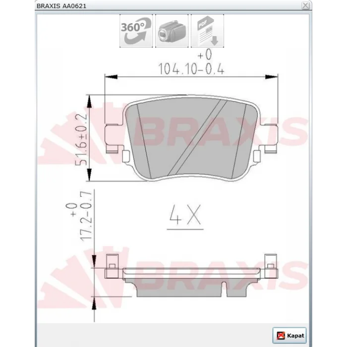 FREN BALATASI ARKA CADDY ALLTRACK 2015> CADDY IV (15-20) SHARAN (10-15) ALHAMBRA (10-14) LEON 2012> A1 2010> Q3 2011> OCTAVIA 2012>