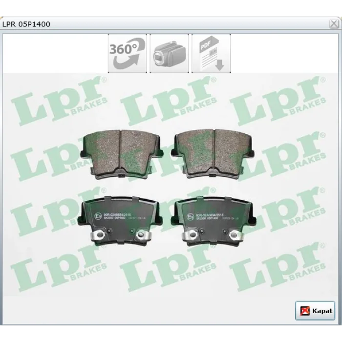 FREN BALATASI ARKA CHRYSLER 300C (2010>) 300C LX (04-10)   LANCIA THEMA LX (11-14)