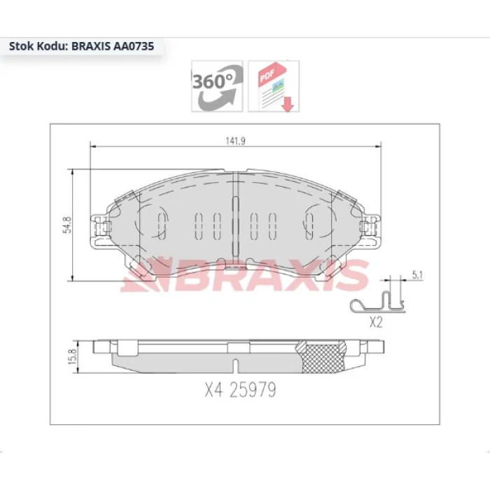 FREN BALATASI ÖN SUZUKI SX4 CROSS (2013>) VİTARA (2015>) SX4 S CROSS (2019>)