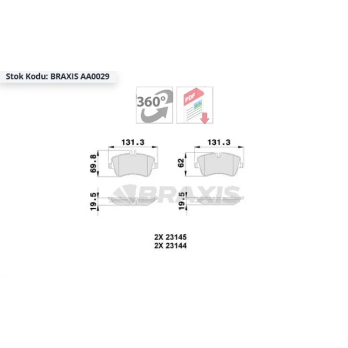 FREN BALATASI ÖN MERCEDES W202 (93-00) / W203 C180-C200-C220-C270 (00-07) / CL203 (02-08) /C209 (02-09) /R171 (04-11)