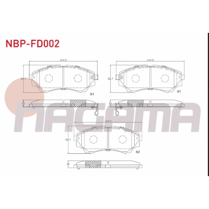 FREN BALATASI ÖN FORD RANGER (98-06) RANGER (05-12) MAZDA B SERİ 2200 (98-06) BT-50 (06-15)