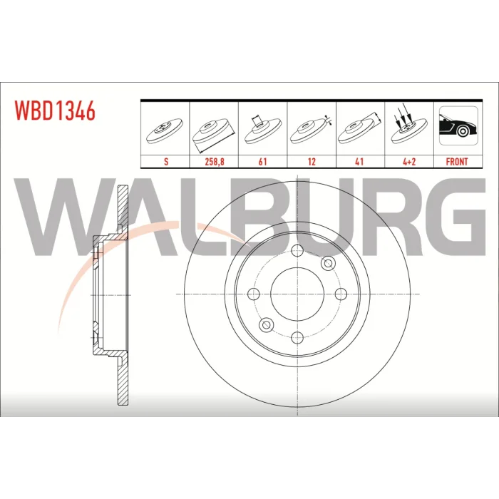 FREN DİSKİ ÖN SYMBOL III (13>) TWINGO I (93-07) TWINGO II (07-14) LOGAN (04-10) SANDERO (08-12) SANDERO II (12>) DÜZ 259MM