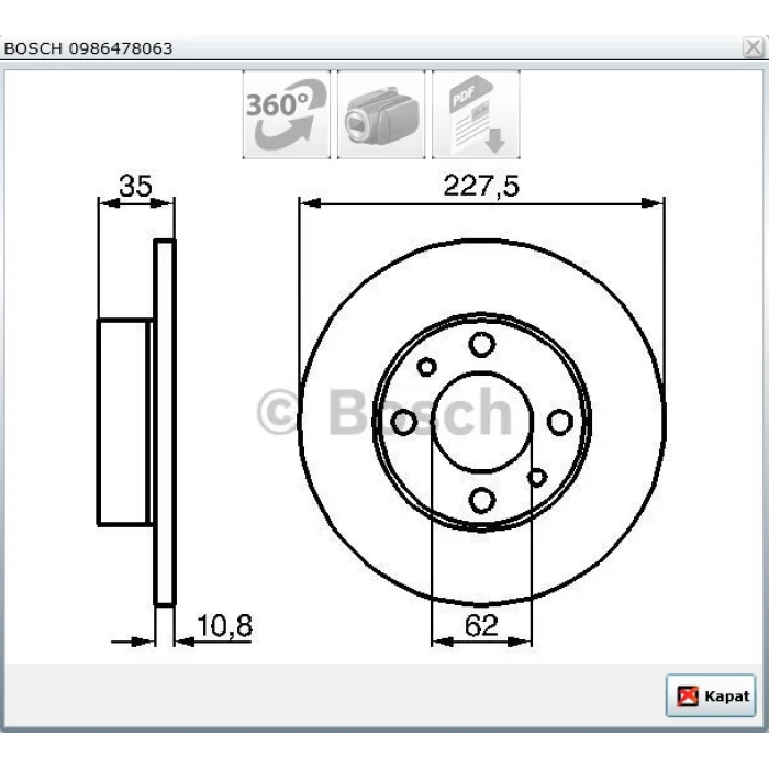 FREN DİSKİ ÖN M131 DKŞ (87-02) M124 (66-85) PANDA (80-04) UNO 60 (83-06) UNO 70 (83-06) DÜZ 227MM