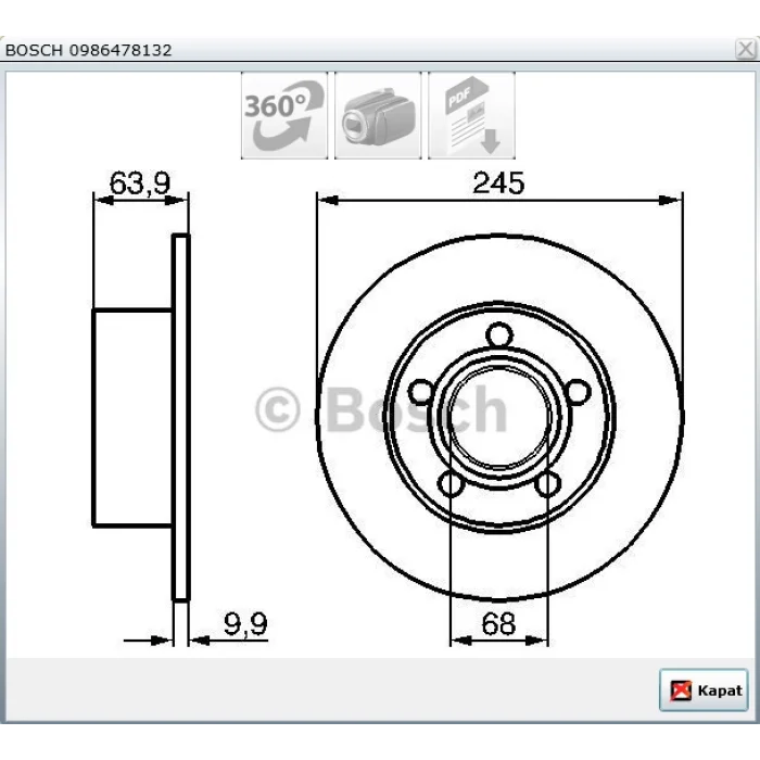 FREN DİSKİ ARKA PASSAT (96-05) A6 (97-05) SUPER B (01-08) DÜZ 245MM