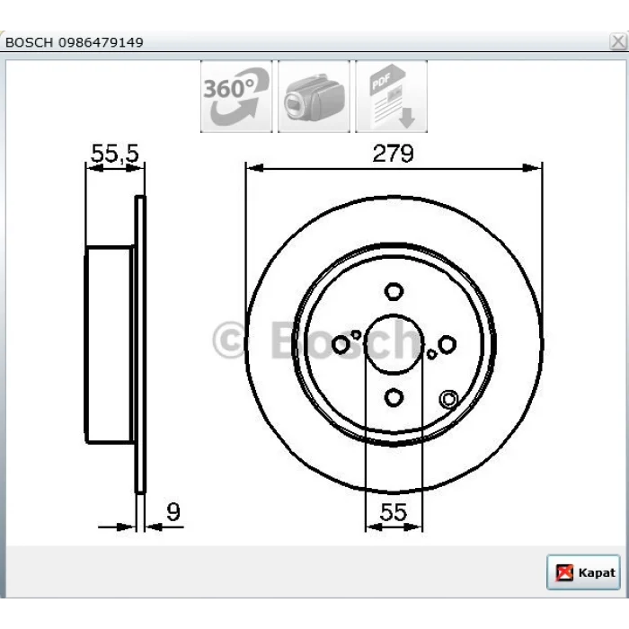 FREN DİSKİ ARKA COROLLA (03-07) AE111 (98-00) AE112 (00-02) DÜZ 279MM