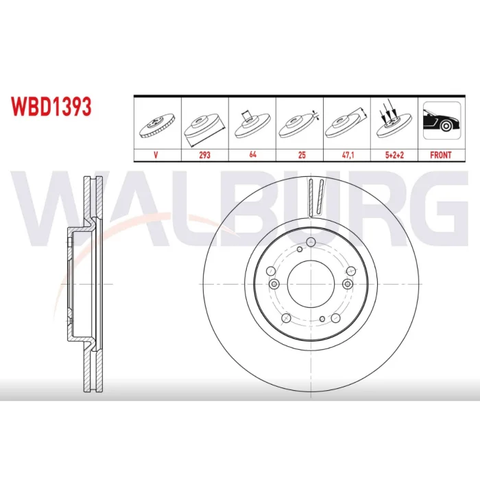 FREN DİSKİ ÖN HONDA CIVIC IX (2012>) CIVIC X (2015>) HR-V (2014>) ACCORD (2013>) HAVALI 293MM