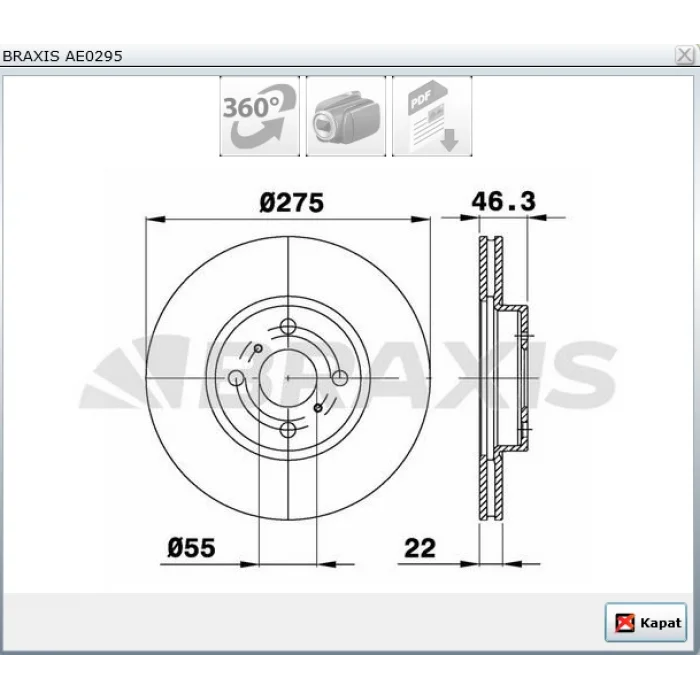 FREN DİSKİ ÖN TOYOTA YARIS (2005-2010) YARIS (2010>) HAVALI 275MM