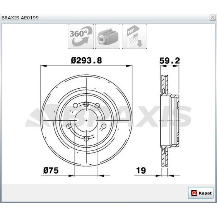 FREN DİSKİ ARKA BMW 3 SERİ E46 (98-05) Z4 E85 (03-09) Z4 E86 (06-09)  HAVALI 294MM