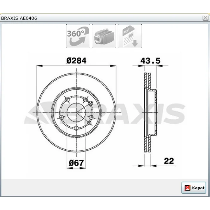 FREN DİSKİ ÖN MERCEDES W124 (84-93) (93-95) W126 (79-91) W201 190E (82-93) A124-C124 (93-98) HAVALI 284MM