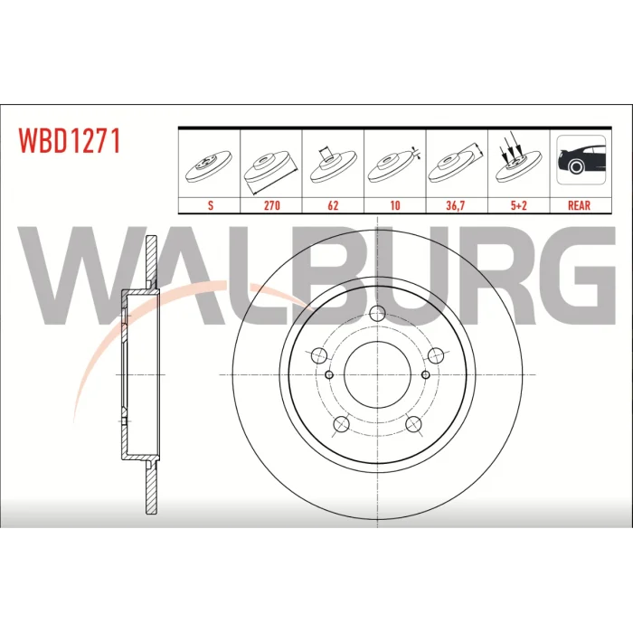 FREN DİSKİ ARKA TOYOTA AURIS (06-12) AURIS (012>) / COROLLA (07-12) COROLLA 1.4 D4D (13-18) DÜZ 270MM