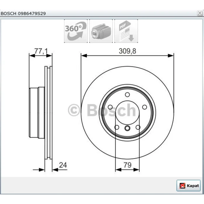 FREN DİSKİ ÖN BMW 5 SERİ E60 (03-10) E61 (04-10) HAVALI 310MM