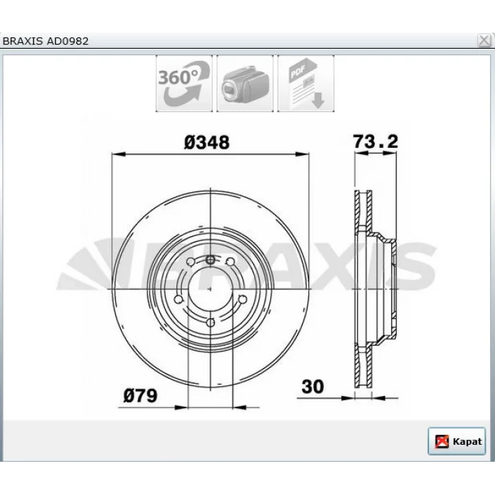 FREN DİSKİ ÖN BMW 3 SERİ E90 (05-11) E91 (04-12) E92 (06-13) E93 (06-13) X1 E84 (09-15) HAVALI 348MM