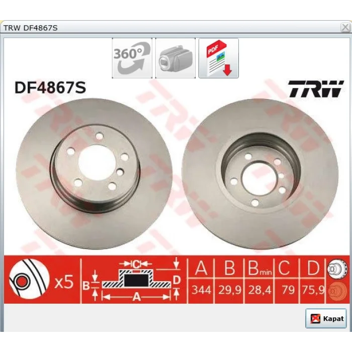 FREN DİSKİ ÖN RANGE ROVER III (02-12) RANGE ROVER SPORT (05-13) HAVALI 344MM