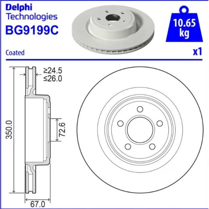 FREN DİSKİ ARKA CHRYSLER 300C LX (04-10) HAVALI 350MM