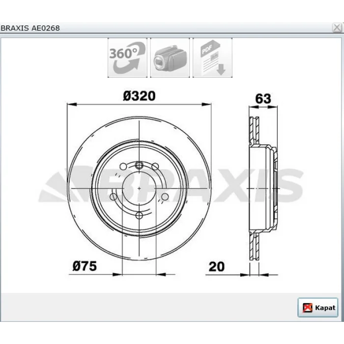 FREN DİSKİ ARKA HAVALI BMW E60 520-525-530  (03-10)  320MM