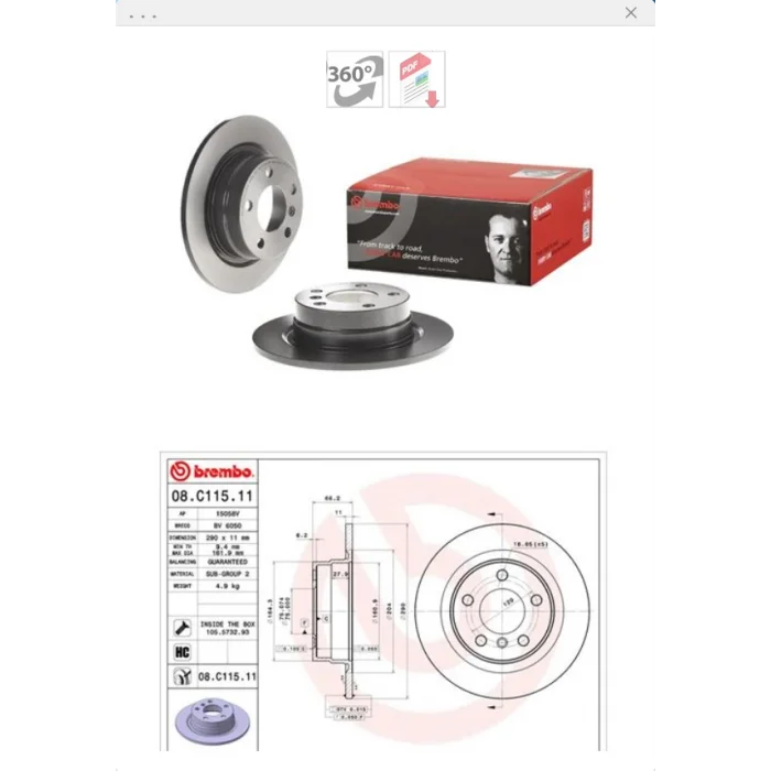FREN DİSKİ ARKA BMW 1 SERİ F20 (10>) F21 (11>) 2 SERİ F23 (14>) F22-F87 (13>) DÜZ 290MM