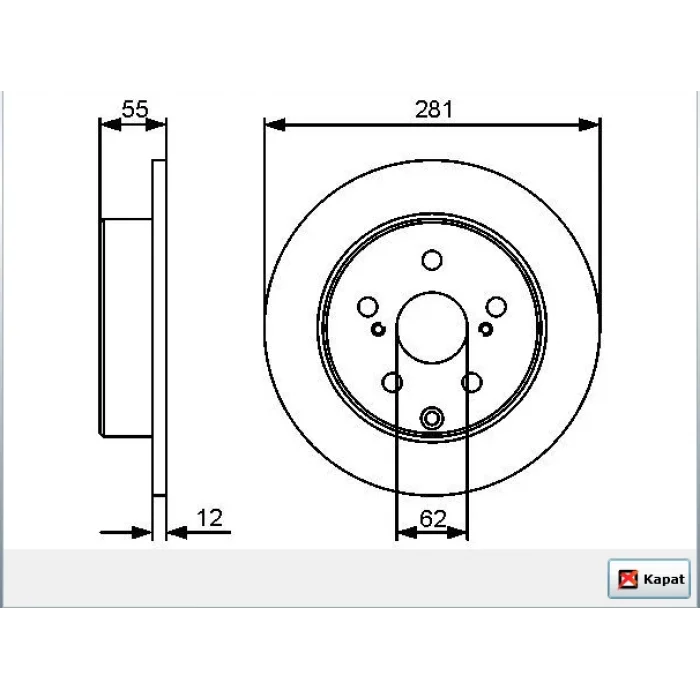 FREN DİSKİ ARKA TOYOTA RAV4 (06-13) DÜZ 281MM