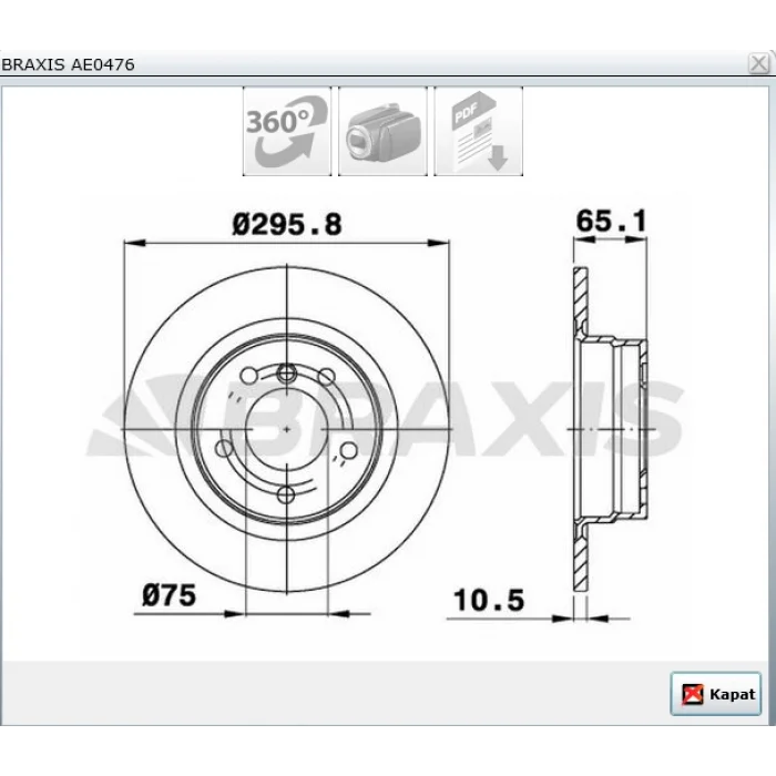 FREN DİSKİ ARKA DÜZ BMW E81 (06-12) E87 (03-13) E90 (05-11) E92 (06-13) 296MM
