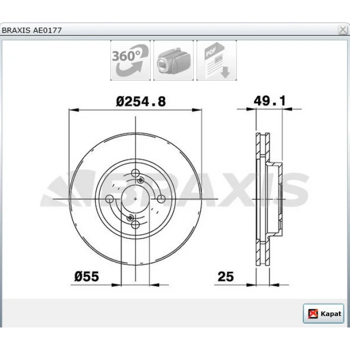 FREN DİSKİ ÖN TOYOTA COROLLA E12 1.4-1.6VVTİ (03-07) FC KASA (05-13) HAVALI 255MM