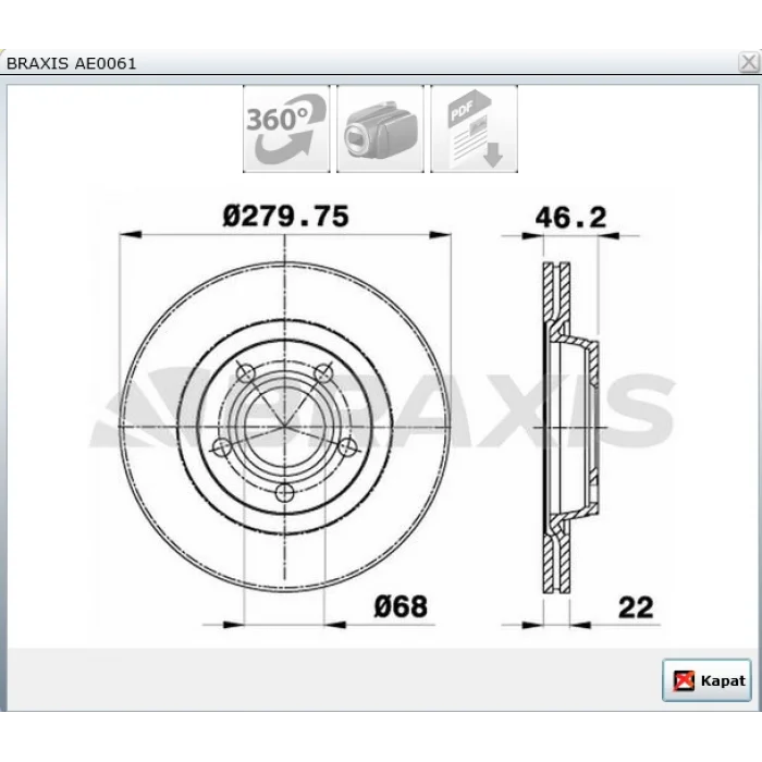 FREN DİSKİ ÖN PASSAT (96-01) PASSAT (00-05) EXEO (08>) A4 (94-01) A4 (00-04) A4 (04-08) HAVALI 280MM