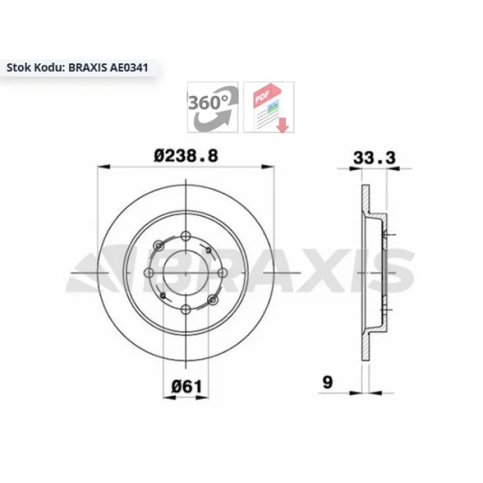 FREN DİSKİ ARKA HONDA JAZZ III (08-13) CITY 2002> DÜZ 239MM