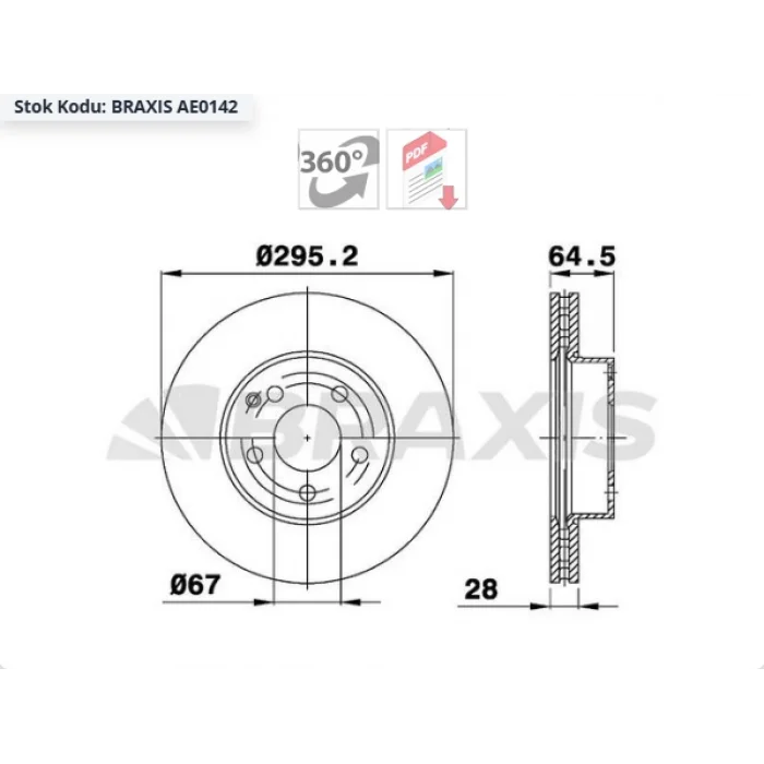 FREN DİSKİ ÖN MERCEDES C SERİ C204 (011>) S204 (07-14) W204 (07-14) E SERİ A207 (010>) C207 (09>) S212 (09>) W212 (09>) SLK R172 (11>) HAVALI 295MM