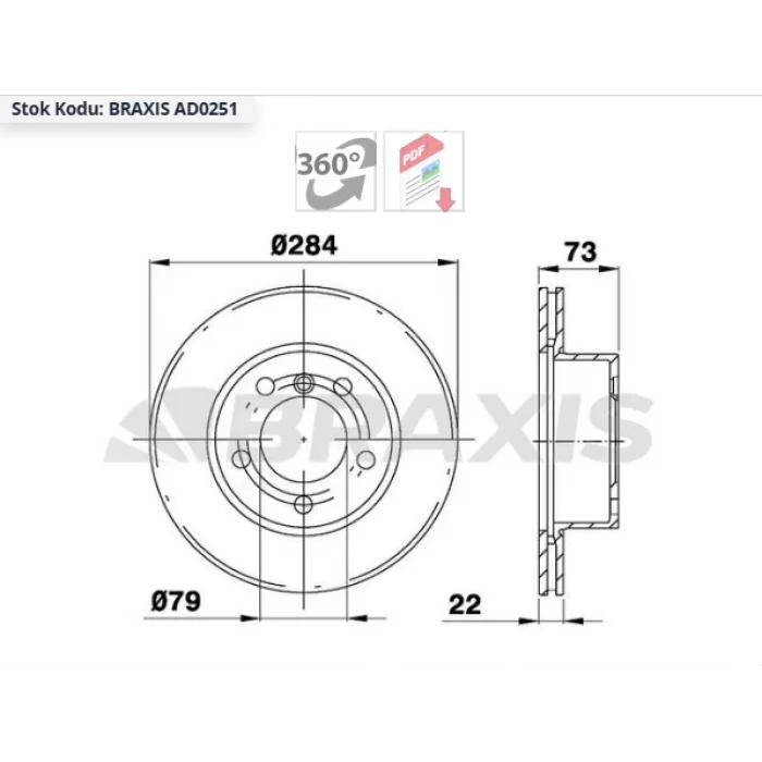 FREN DİSKİ ÖN BMW 1 SERİSİ E81-E87 116-118  (04-12) 284MM