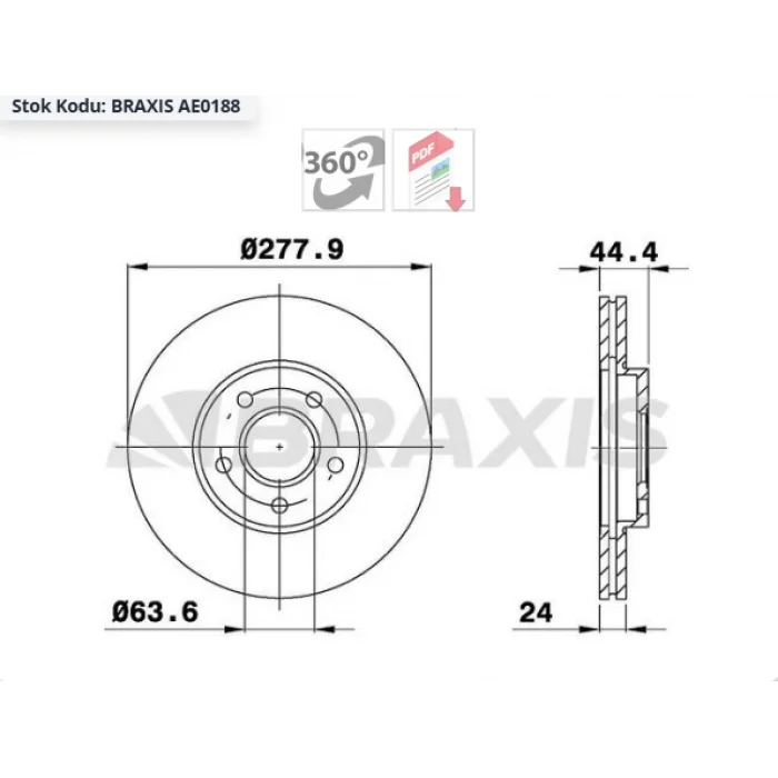 FREN DİSKİ ÖN TOURNEO CONNECT (02-13) TRANSİT CONNECT (02-13) HAVALI 278MM