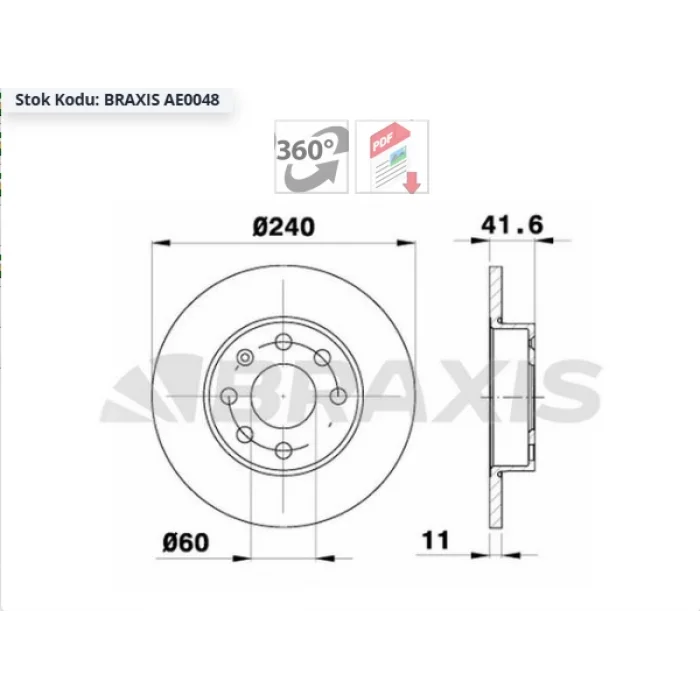 FREN DİSKİ ÖN OPEL CORSA C (2000-2009) DÜZ 240MM