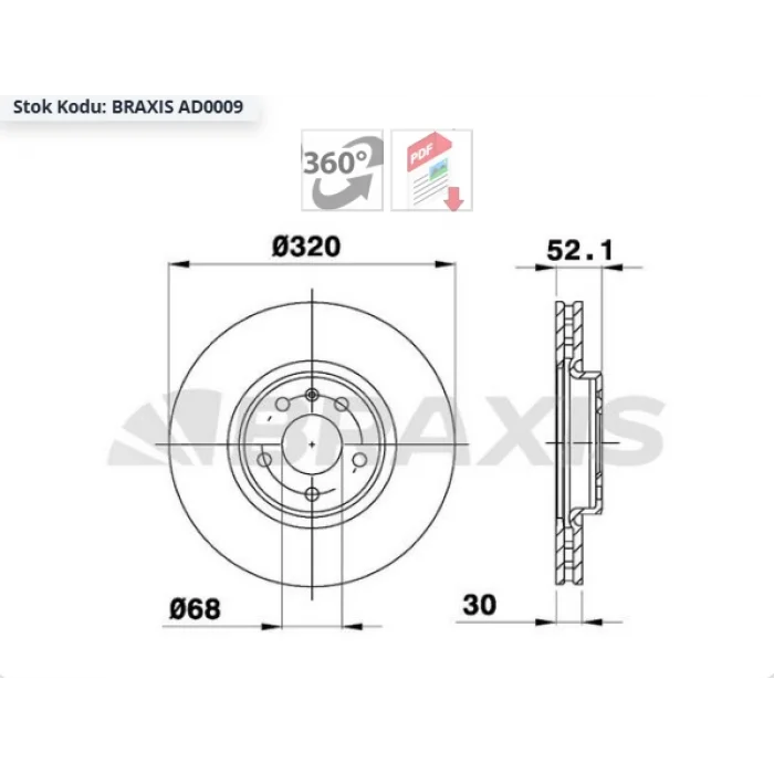 FREN DİSKİ ÖN AUDI A4 (07-15) A5 (09-16) A6 (10>) A7 (10>) Q5 (08-16) HAVALI 320MM