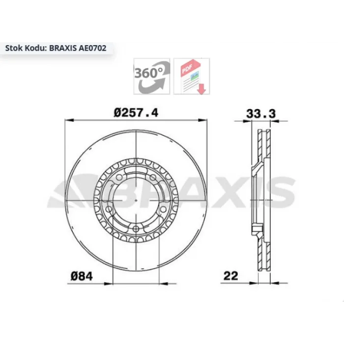 FREN DİSKİ ÖN MITSUBISHI L300 I (80-87) L300 II (86-13) HAVALI 258MM