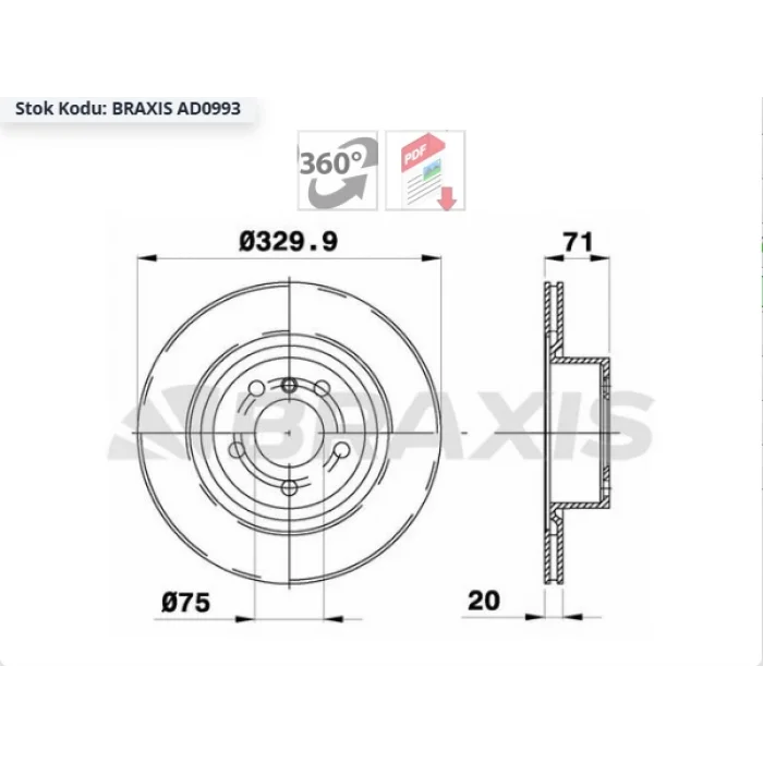 FREN DİSKİ ARKA BMW X3 F25 (2010-2016) X4 F26 (2014>) HAVALI 330MM