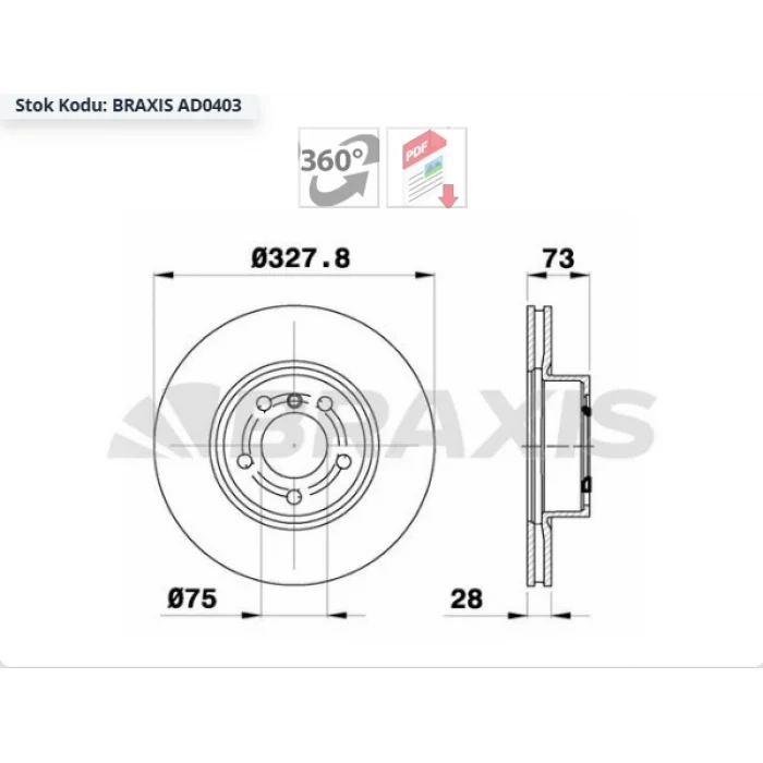 FREN DİSKİ ÖN BMW X3 F25 (2010-2016) X4 F26 (2014>) HAVALI 328MM