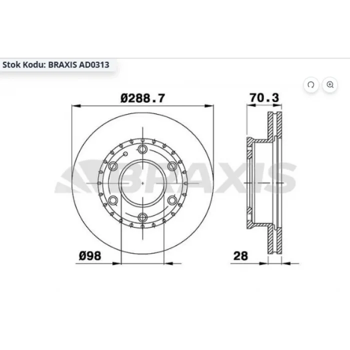 FREN DİSKİ ÖN HAVALI MAZDA B2500 2.5D BT50 4X4 (05-11) FORD RANGER (2005>) 289MM 6 BİJON