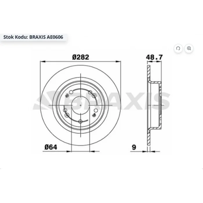 FREN DİSKİ ARKA HONDA ACCORD VIII (08-12) HR-V (2014>) DÜZ 282MM