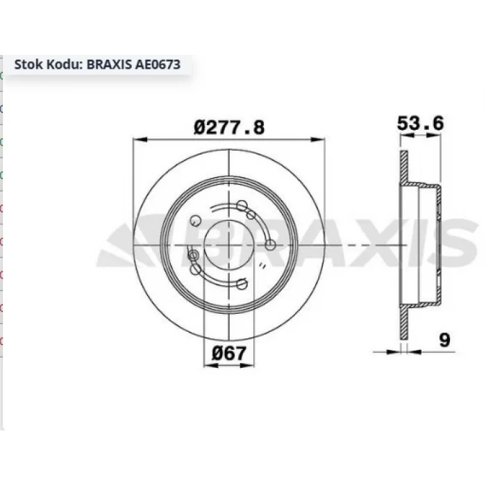 FREN DİSKİ ARKA DÜZ MERCEDES W202 (95-00) W203 (00-07) W210 (96-02) C208 (97-02) W124 (93-95) 278MM