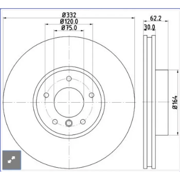 FREN DİSKİ ÖN BMW X5 E70 (07-13) X5 (F15 F85) 2013> X6 (E71 E72) (2008-2014) HAVALI 332MM