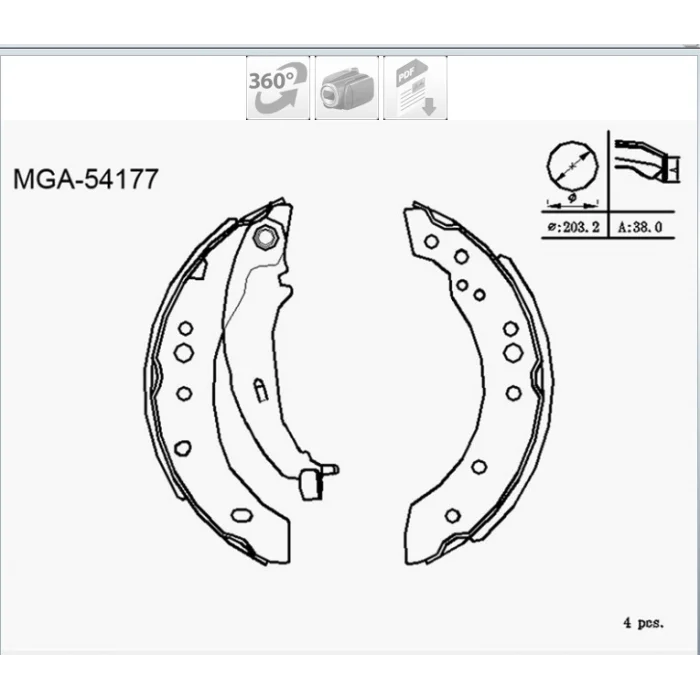 ARKA PABUÇLU BALATA MITSUBISHI COLT VI (02-12) FORFOUR (04-06)  203X38 MM
