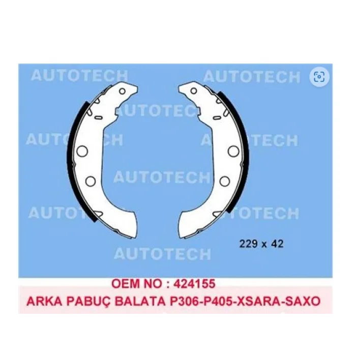 ARKA PABUÇLU BALATA PEUGEOT 306 (93-03) P405 I (87-96) P405 II (92-99) XSARA (98-05) ZX (91-98) LEVYELİ