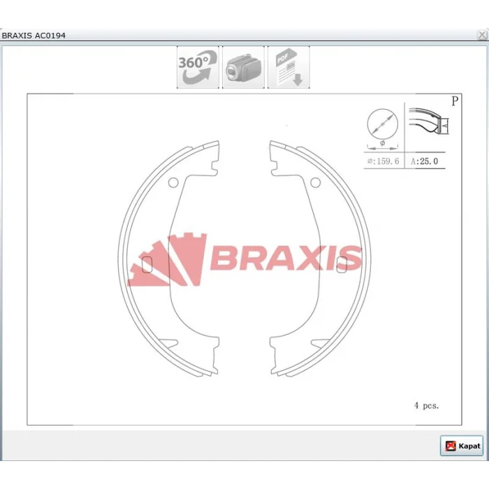 EL FREN BALATASI BMW 3 SERİ E36 (90-98) Z1 (88-91) Z3 E36 (95-03)  160X25MM