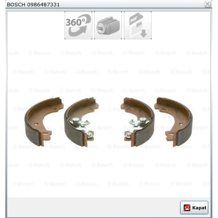 ARKA PABUÇLU BALATA FIAT PANDA (1980-2004) FIAT UNO 70 (1983-2006) 185X31MM