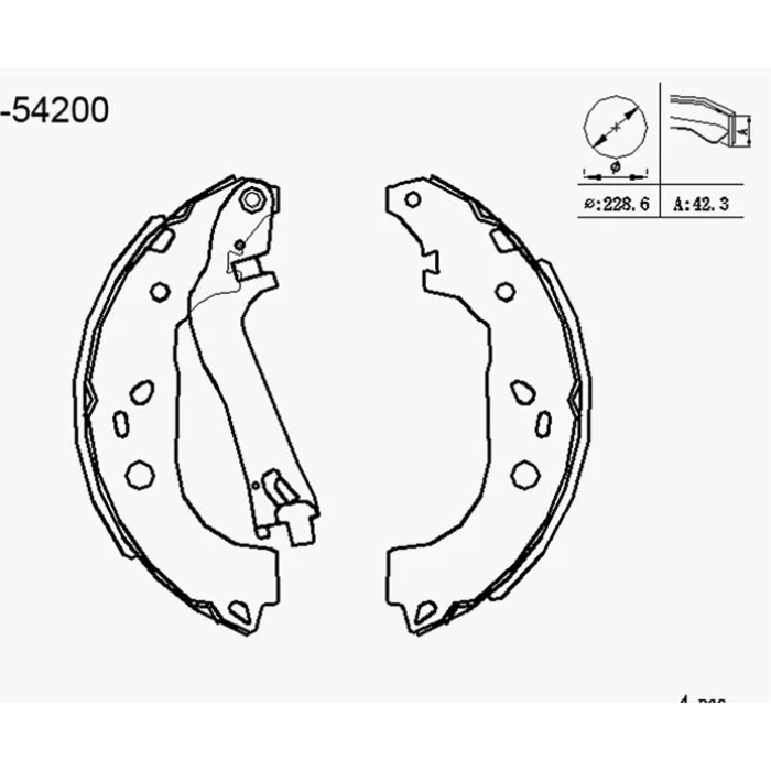 ARKA PABUÇLU BALATA ALBEA (96-09) DOBLO (01-10) COMBO (12-17) IDEA (03>) 228.6X42.3 MM
